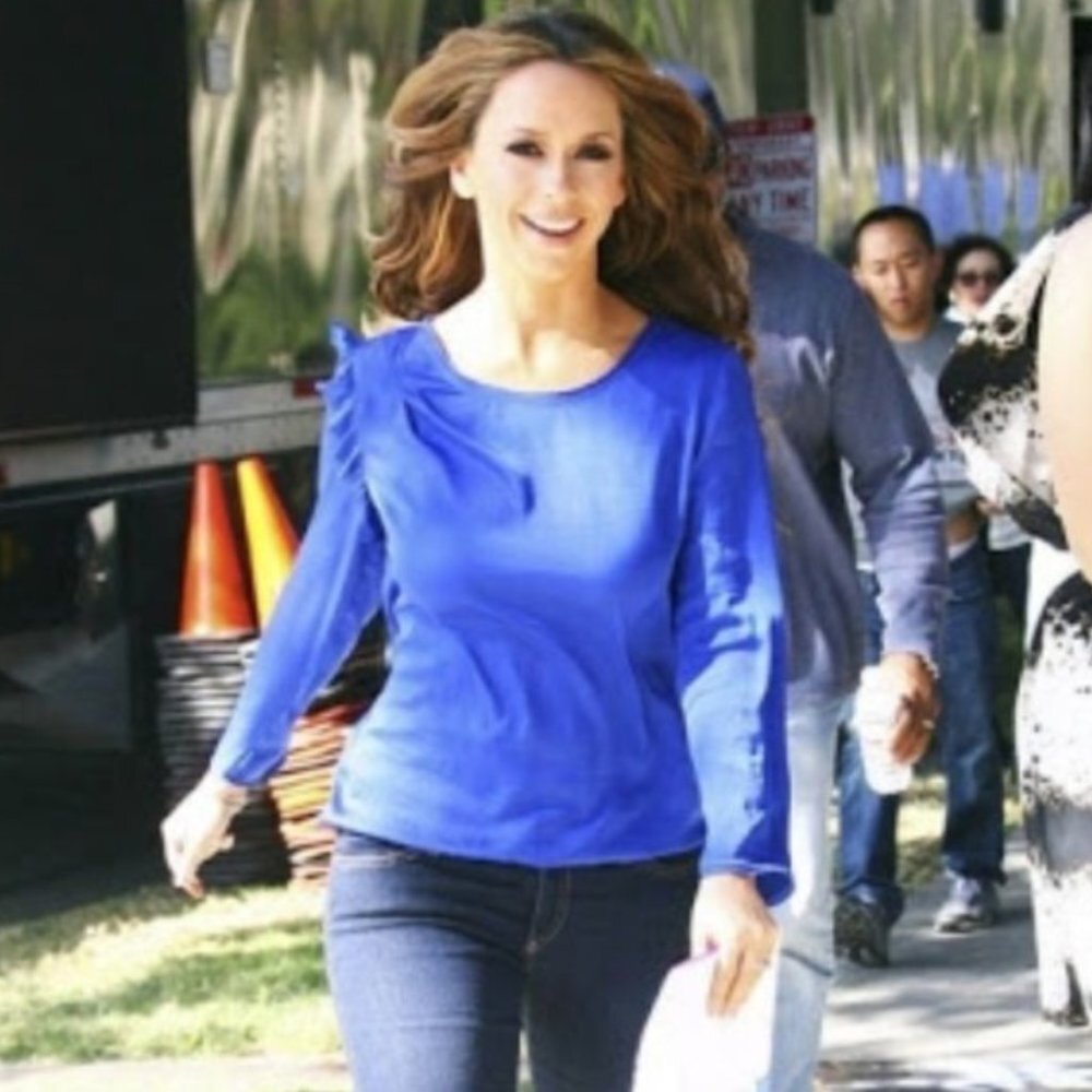 Bcbgmaxazria Elma Asymmetrical Ruffle Top Sapphire Blue Small